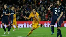 Luis Suárez festejando una anotación contra el Atlético