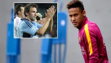 Neymar durane una práctica y Del Piero en su etapa como futbolista