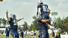 Josué Martínez celebra una anotación con Mayas