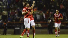 El festejo de uno de los goles de Mineros