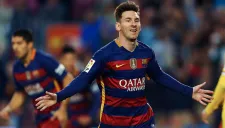 Lionel Messi celebra el primer gol del Barcelona
