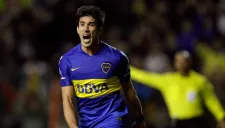 Pablo Pérez celebra un gol de Boca Juniors en la Libertadores