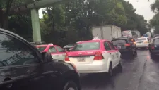 El tráfico sobre Calzada de Tlalpan antes del estadio Azteca