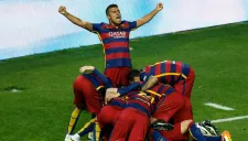 Los jugadores del Barcelona celebran el gol frente al Sevilla