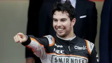 Segio Pérez celebra el podio conseguido en Mónaco