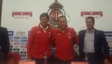 Hernán Cristante y Güero Real en la presentación con el Toluca