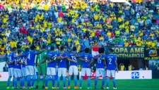 Los jugadores de Brasil previo al partido frente a Ecuador