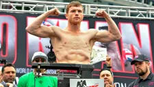 Saúl Alvarez, durante la Ceremonia de pesaje previo al enfrentamiento contra Amir Khan