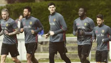 Jugadores belgas en un entrenamiento de la selección