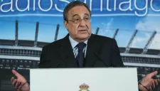 Florentino Pérez, durante una conferencia de prensa