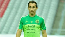 Guardado, en un entrenamiento con el Tri