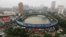 Así luce el estadio chino tras la intensa lluvia