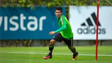Hirving Lozano, durante un entrenamiento de la Selección Nacional Sub 23