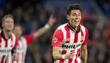 Moreno celebra un gol con el PSV en la temporada pasada