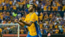 André-Pierre Gignac festeja su gol contra Jaguares en la J4 de la Liga MX