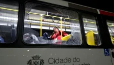 Autobús, tras recibir los impactos