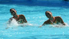 Karem Achach y Nuria Diosdado, durante la fase preliminar