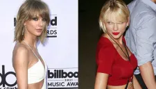 Así lucía Taylor Swift (izq.) antes del supuesto aumento de busto