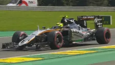 Checo Pérez recorre el circuito de Bélgica