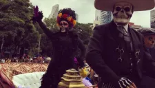 Catrinas durante el desfile en la CDMX