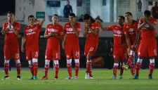 Jugadores de Toluca, en la tanda de penaltis de Semis de Copa MX