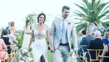 Michael Phelps y Nicole Johnson en la ceremonia de su matrimonio