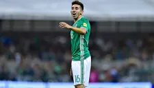 Herrera, durante un partido de México en el Azteca
