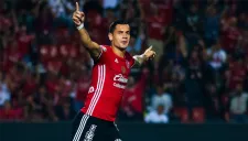 Caraglio festeja gol frente a Chiapas