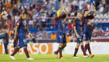 Jugadores del Atlante festejan un gol
