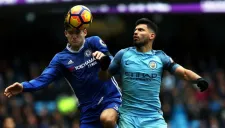 Kun Aguëro durante el partido contra el Chelsea