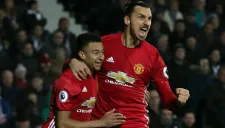 Zlatan festeja un tanto con el Manchester United en Premier