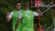 Funes Mori celebra su gol contra Chivas en duelo de preparación