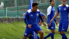 Ángel Mena, durante un entrenamiento con La Máquina