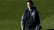 Santiago Solari, durante un entrenamiento con el Real Madrid