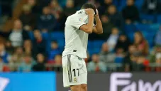 Lucas Vázquez se lamenta tras su expulsión frente a la Real Sociedad