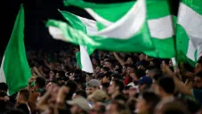 Afición del Betis apoya al equipo en un partido