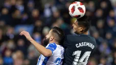 Casemiro disputa balón aéreo contra Leganés
