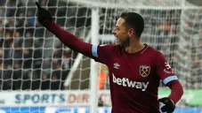 Javier Hernández celebra un gol con el West Ham
