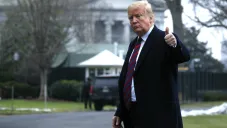 Trump llegando a la Casa Blanca