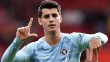 Morata festeja un gol con el Chelsea