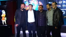 Adriel Mercado (segundo de izquierda a derecha), durante la presentación de Games Celebration 2018