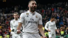 Benzema celebrando un gol con el Rea Madrid