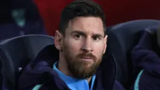 Messi en la banca del Barcelona previo al Clásico español