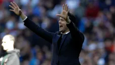 Santiago Solari, durante un juego con el Real Madrid