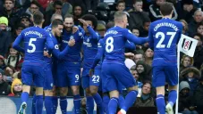 Jugadores del Chelsea festejan uno de sus goles frente al Fulham