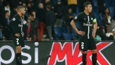 Jugadores del PSG se lamentan en juego contra Manchester