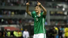 Raúl Jiménez en festejo de gol frente a Honduras