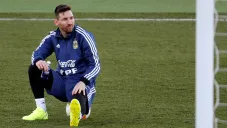 Messi durante un entrenamiento de Argentina