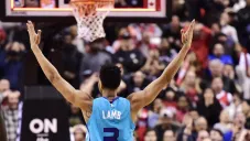 Jeremy Lamb festeja su anotación