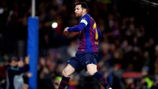 Messi celebra anotación con el Barcelona